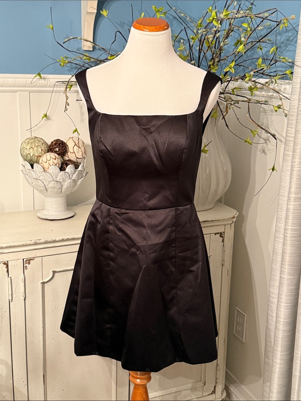 Classic Black A-Line Satin Dress